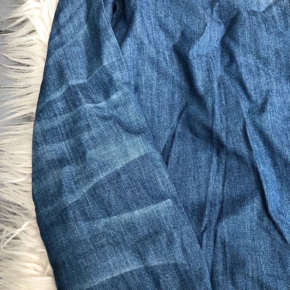 Free People Sandrine Rose Faded Denim Cotton Button Down Blue Shirt size S